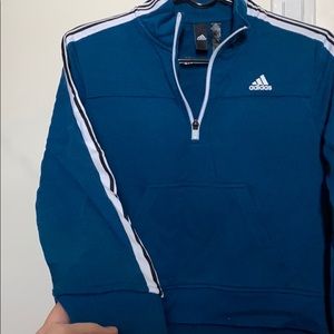 Vintage short sweatshirt with zipper aqua blue